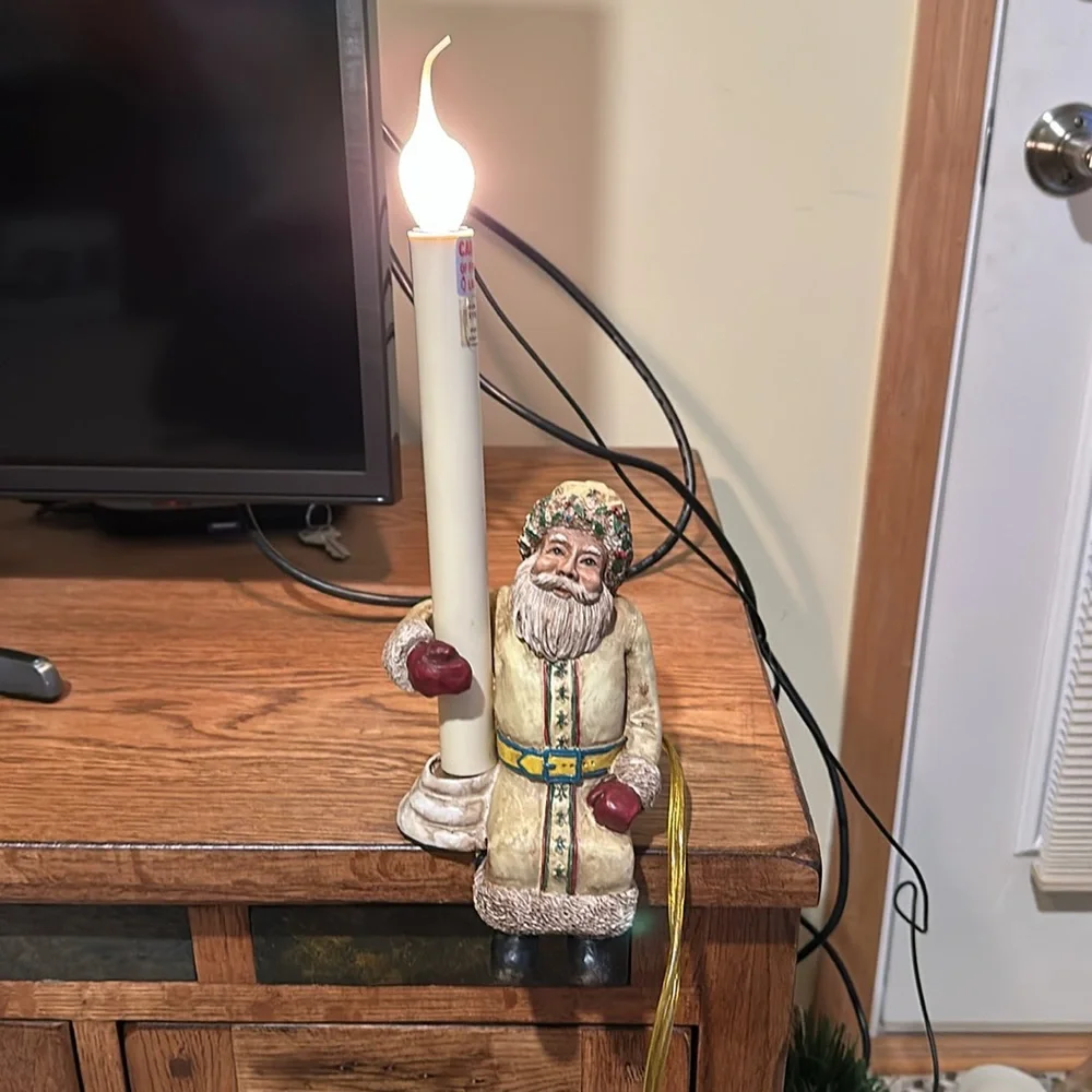 Cresswell Christmas Holiday Shelf Sitter Victorian Santa Welcome Light Lamp Vint